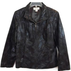 VTG. Preston & York Black M Leather Zip Up Jacket
